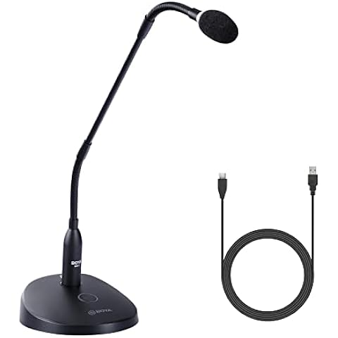 BOYA BY-GM18CU 18" Gooseneck Condenser Microphone with Base USB Podium Microphones for Computer One-Touch Mute Real Time Monitoring Desktop Mic for Video Conferences Streaming Meetings Lectures