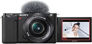 Sony Alpha ZV-E10 - APS-C Interchangeable Lens Mirrorless Vlog Camera Kit - Black