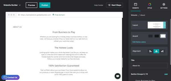 How to use the GoDaddy website builder.