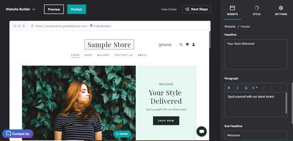 How to use the GoDaddy website builder.