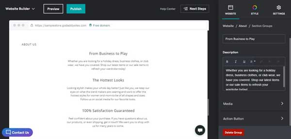 How to use the GoDaddy website builder.