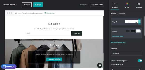 How to use the GoDaddy website builder.