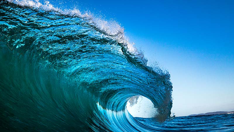 Wave crashing in the ocean.