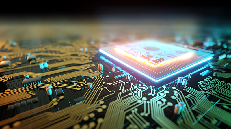 3D rendering of a CPU.