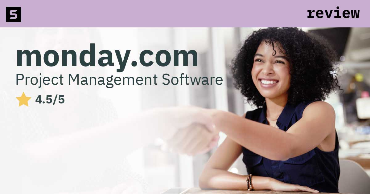 Woman reviewing Monday.com.