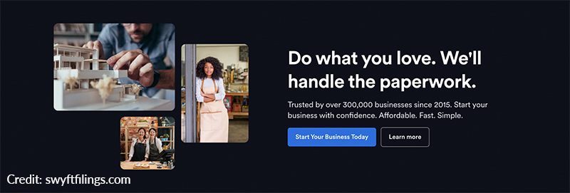 screenshot of Swyft Filings website