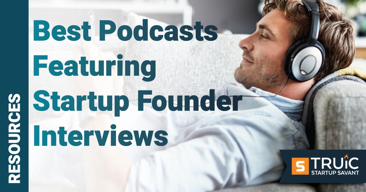 Two hosts in headphones recording a podcast.