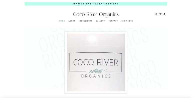 GoDaddy website example, Coco River Organics.