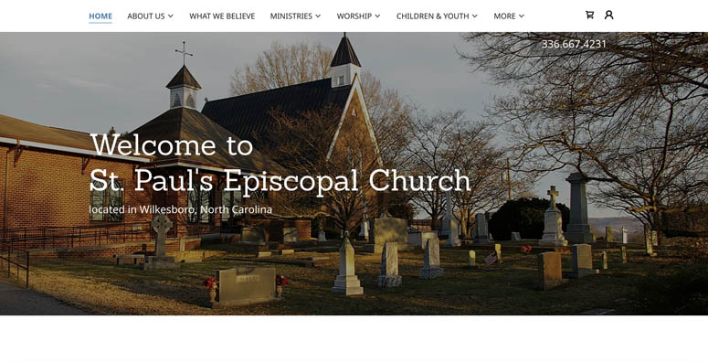 GoDaddy website example, St. Paul’s Episcopal Church.