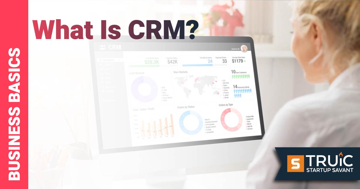 Woman on computer, working in crm.