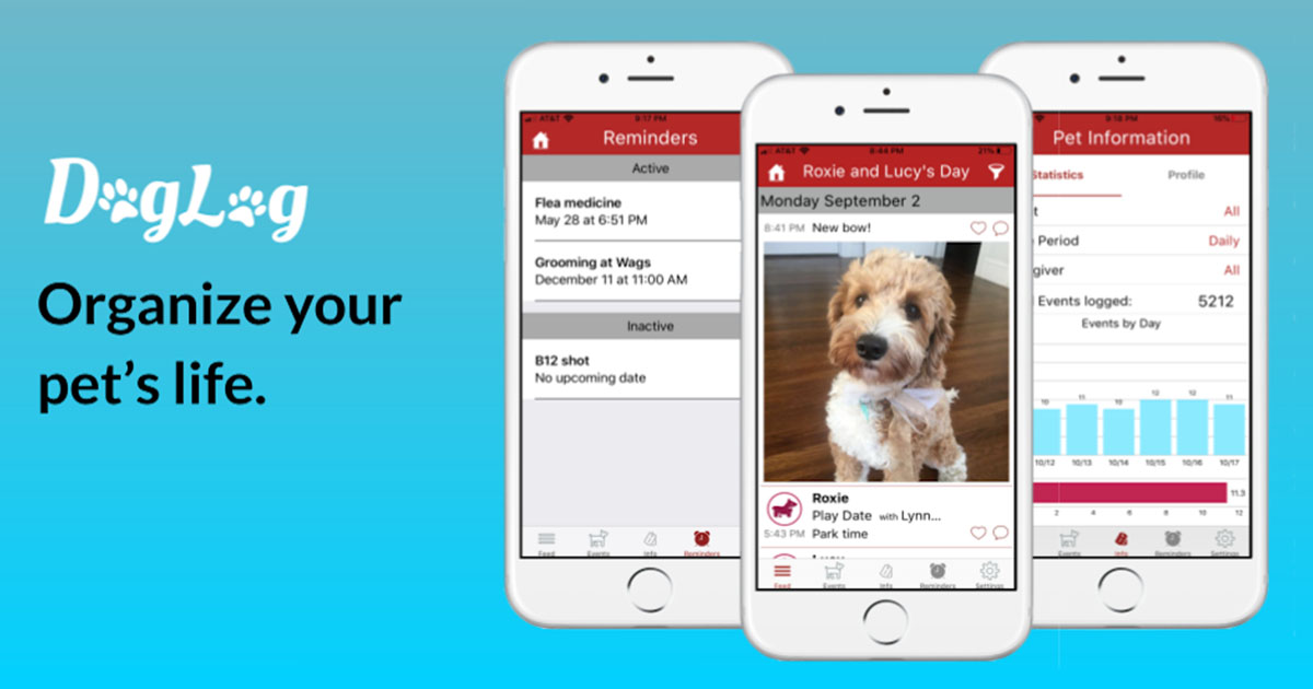 DogLog app graphic stating Organize your pet's life