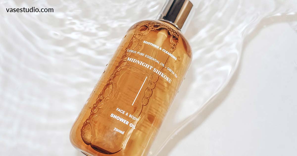 Vase Creation bottle of shower oil.