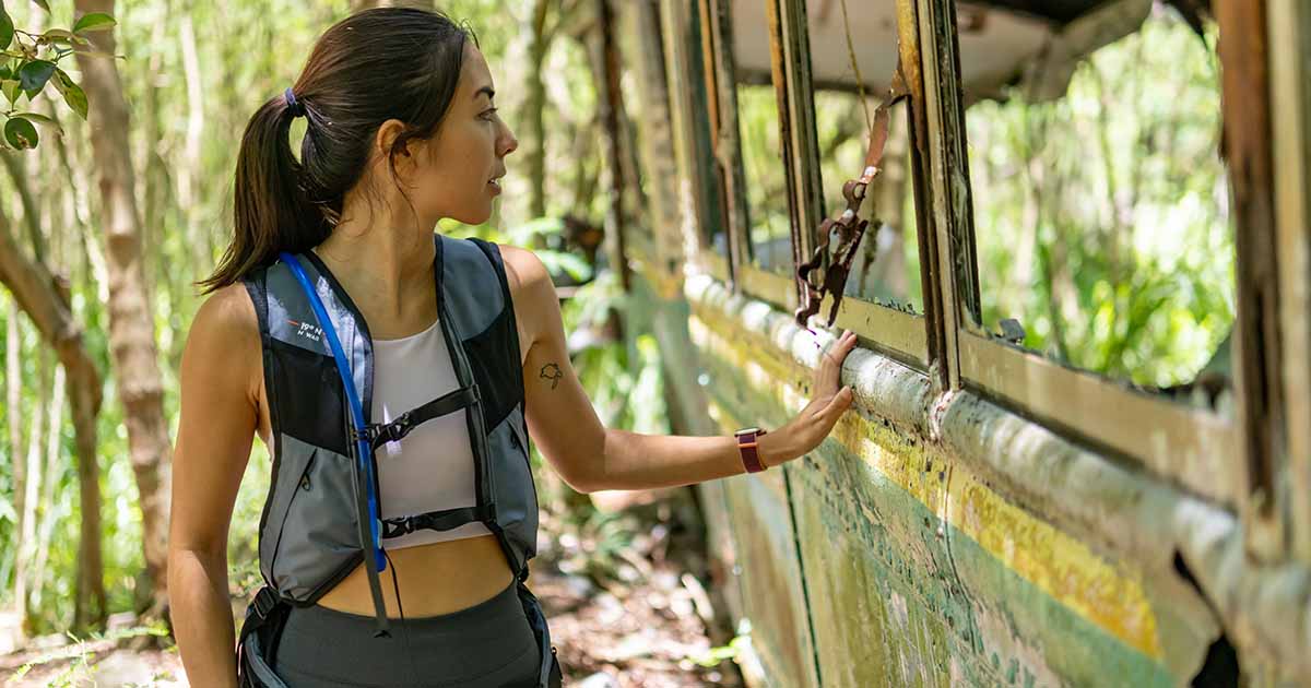 Woman wearing 19°N cooling vest.