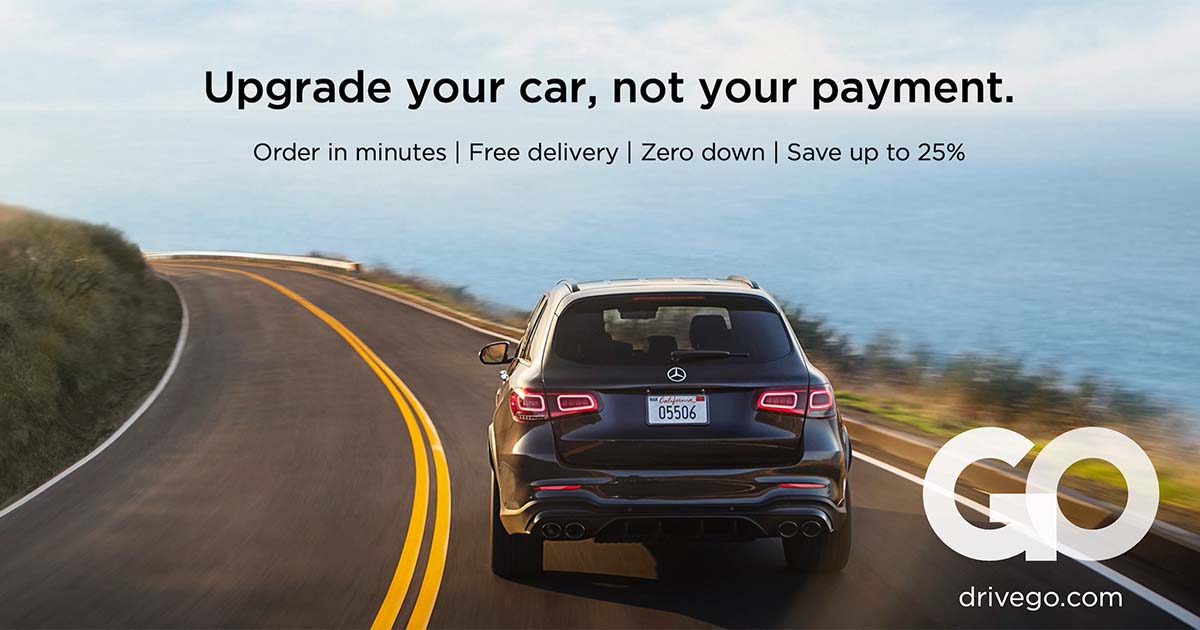 GO graphic of car on road.