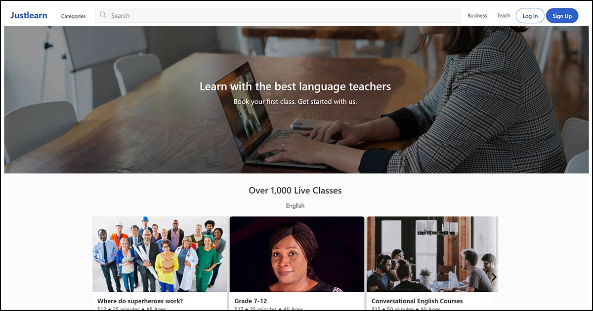 JustLearn website.