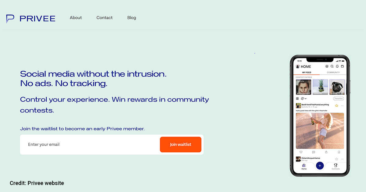 Privee website screenshot.
