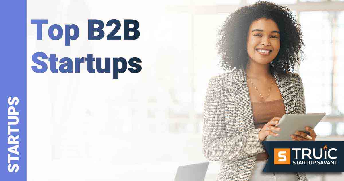 Abstract concept with laptop, the letters B2B on the screen and symbols on top.