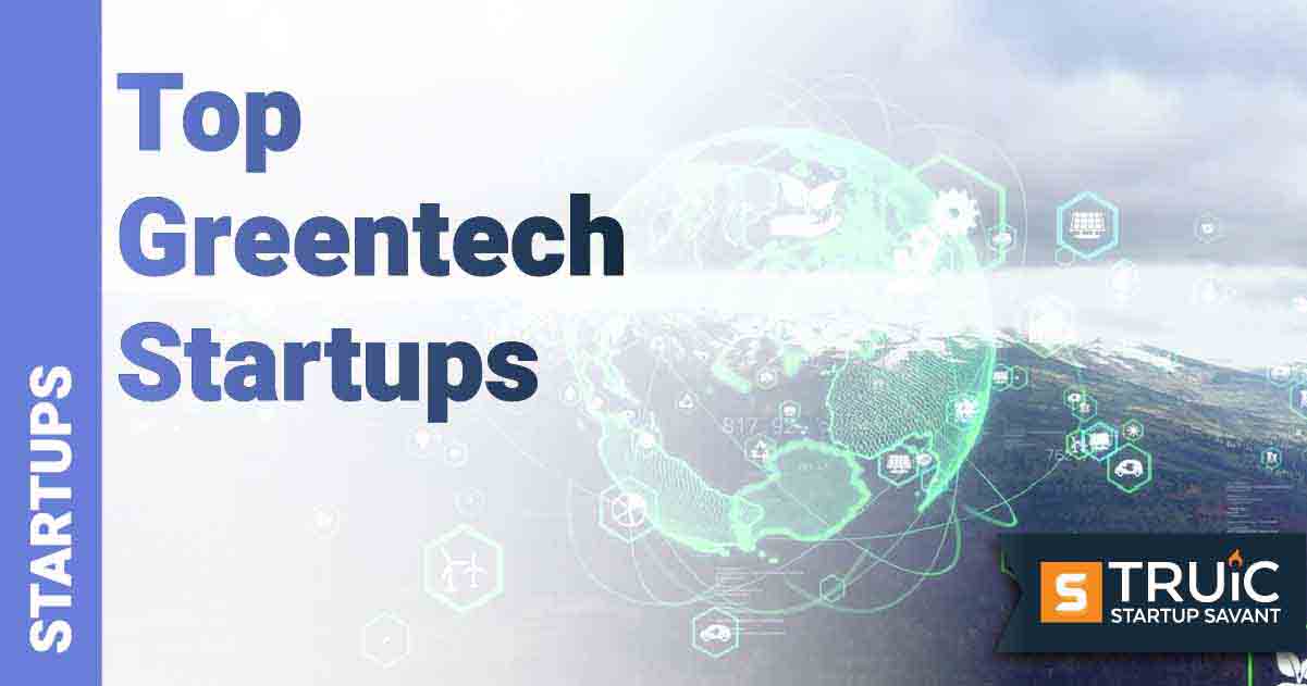 Abstract image with mountains in the background and greentech symbols on top.