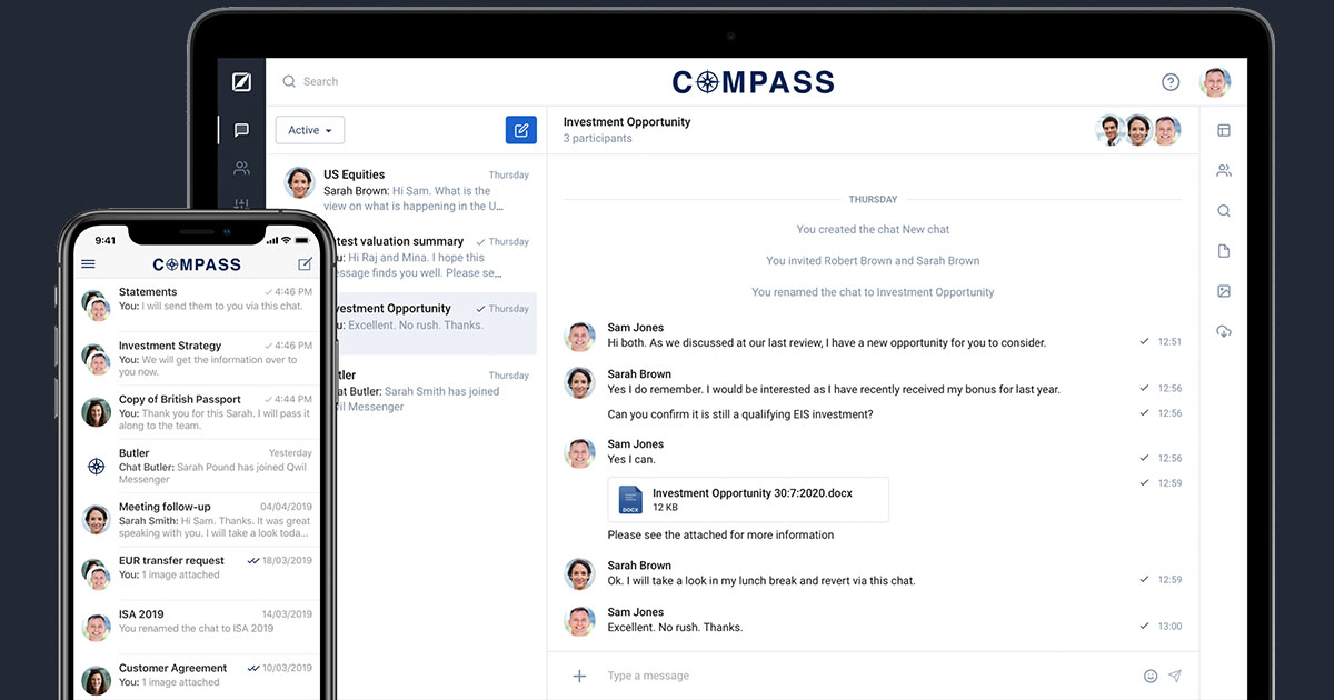 Qwil Messenger mobile and desktop apps.