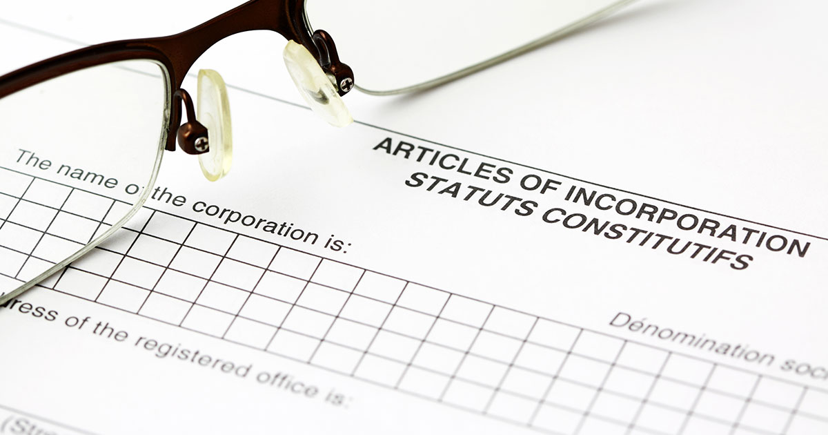 Articles of incorporation document.
