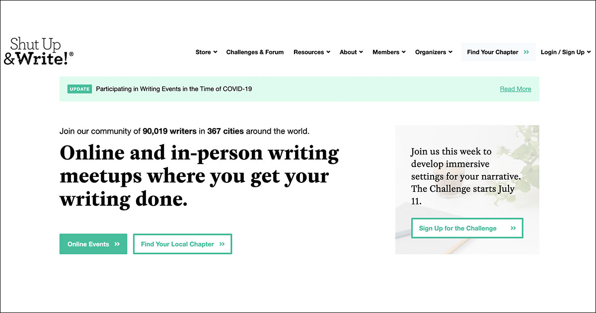 Shut Up and Write! website.