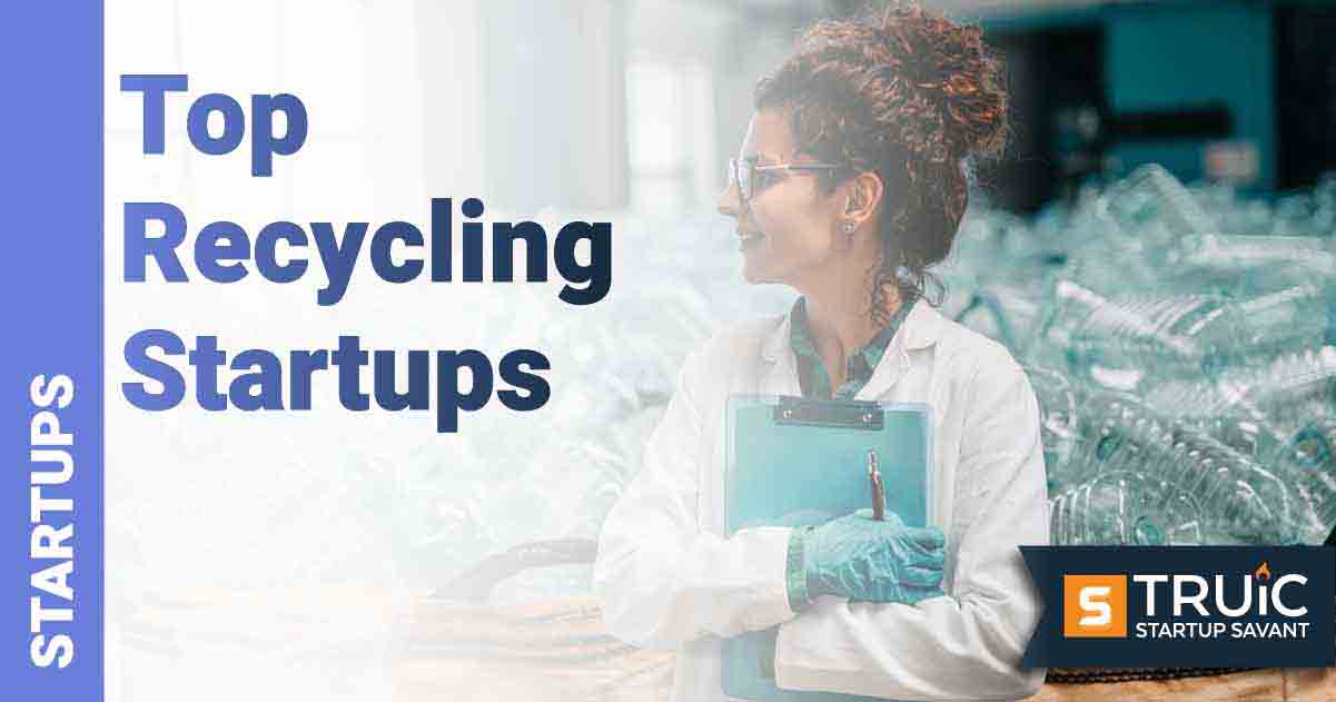 Woman standing in front of a large container of plastic jugs.