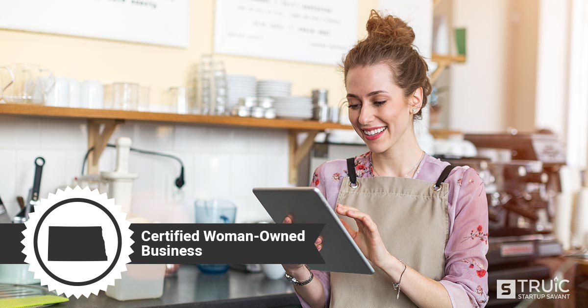 Woman business owner, and text that says, Certified Woman-Owned Business.