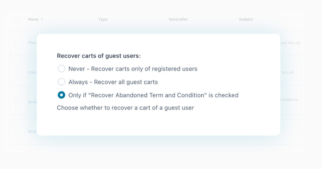 Recover carts of guest users