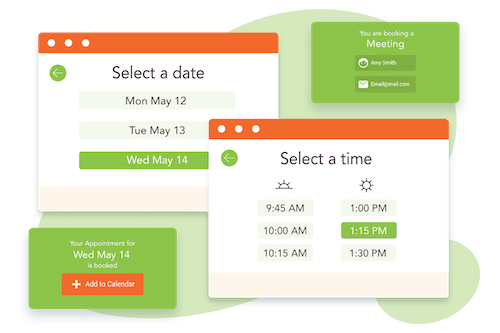 Illustration showing the simplified version of the booking form screens in Simply Schedule Appointments